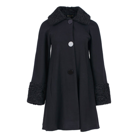 Wool Button Coat with Cuff and Collar Detail-0