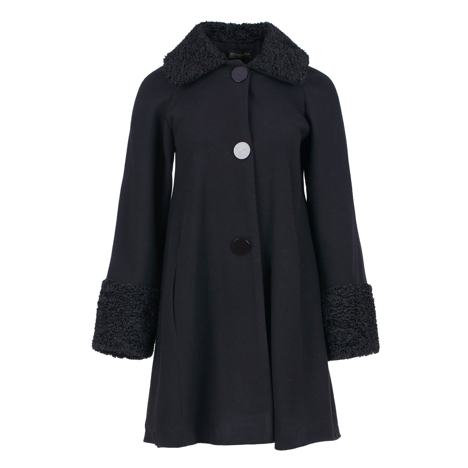 Wool Button Coat With Cuff And Collar Detail-Conquista-36-40%wool-60%viscose-Urbanheer