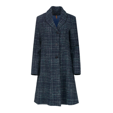 Knee Length Check Wool Coat with Lining-0
