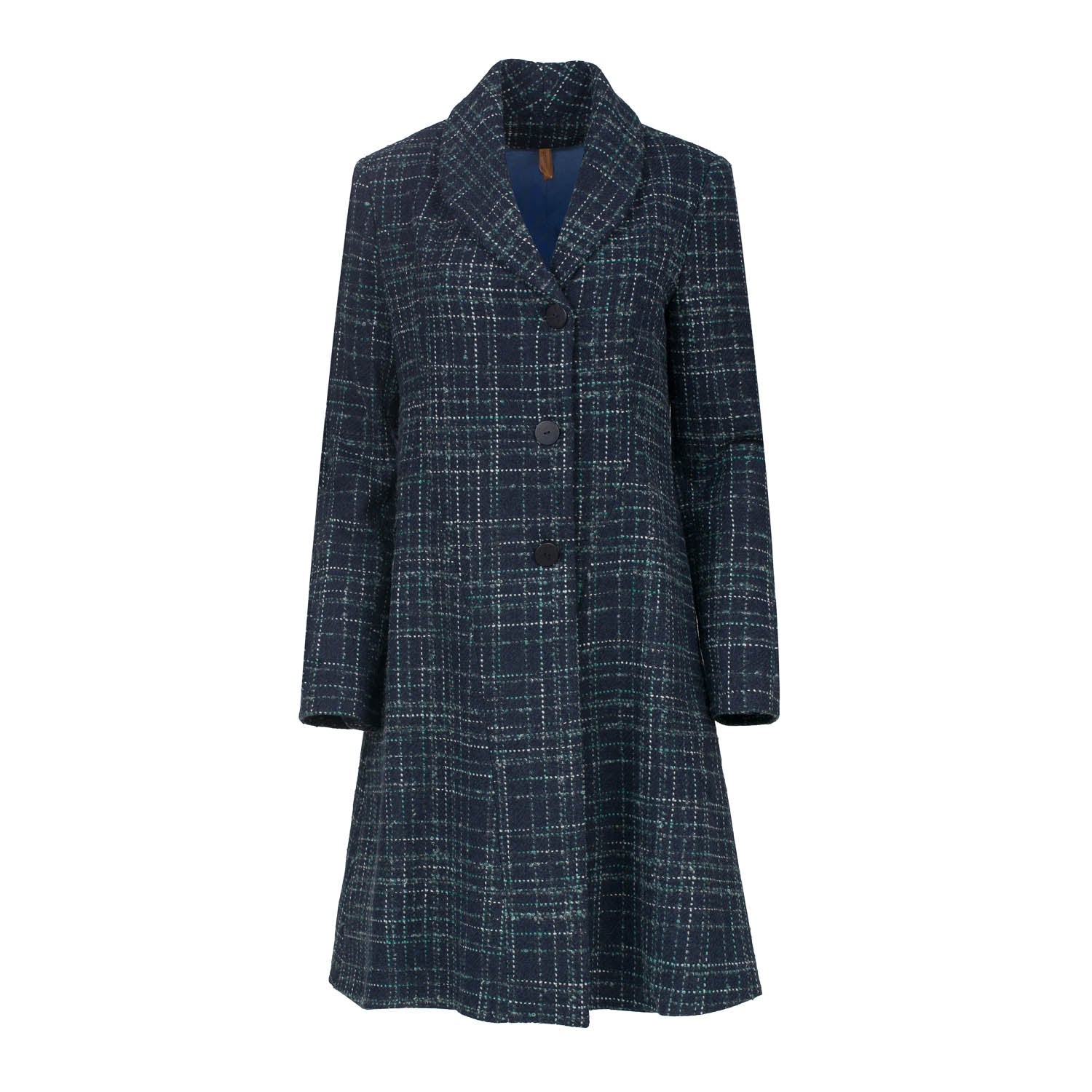 Knee Length Check Wool Coat With Lining-Conquista-36-57%wool-41%acryl-2%polyamid-Urbanheer