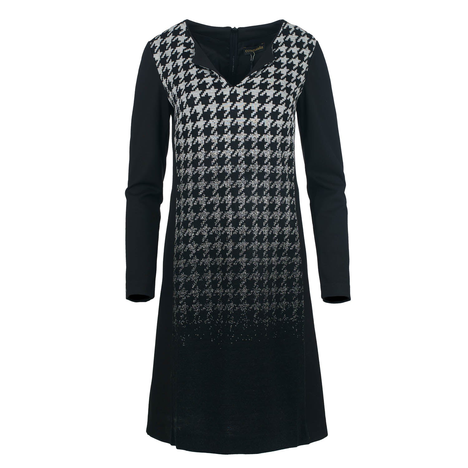 Straight Jacquard Detail Long Sleeve Knit Dress-Conquista-38-Urbanheer