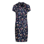 Floral Print Viscose Short Sleeve Dress-Conquista-38-100%viscose-Urbanheer