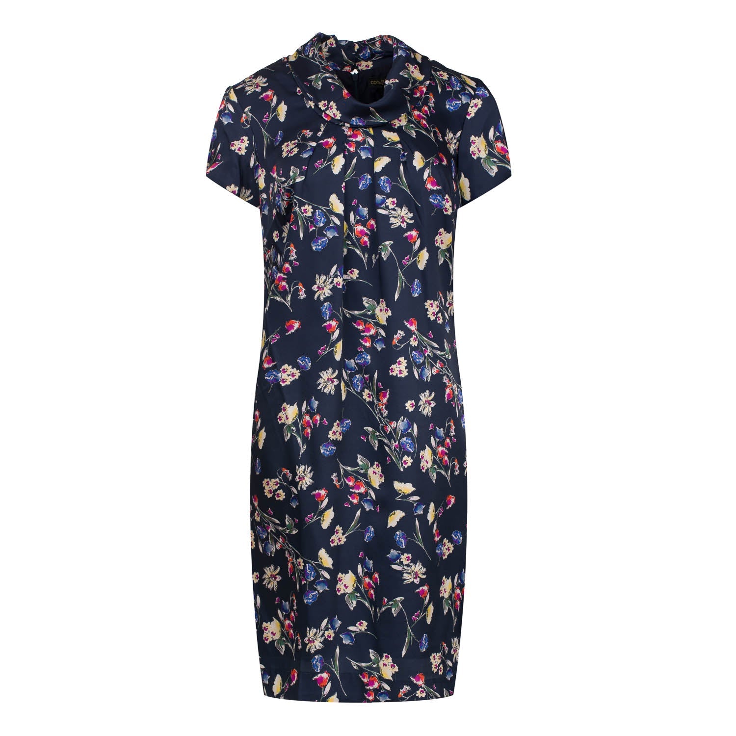 Floral Print Viscose Short Sleeve Dress-Conquista-38-100%viscose-Urbanheer