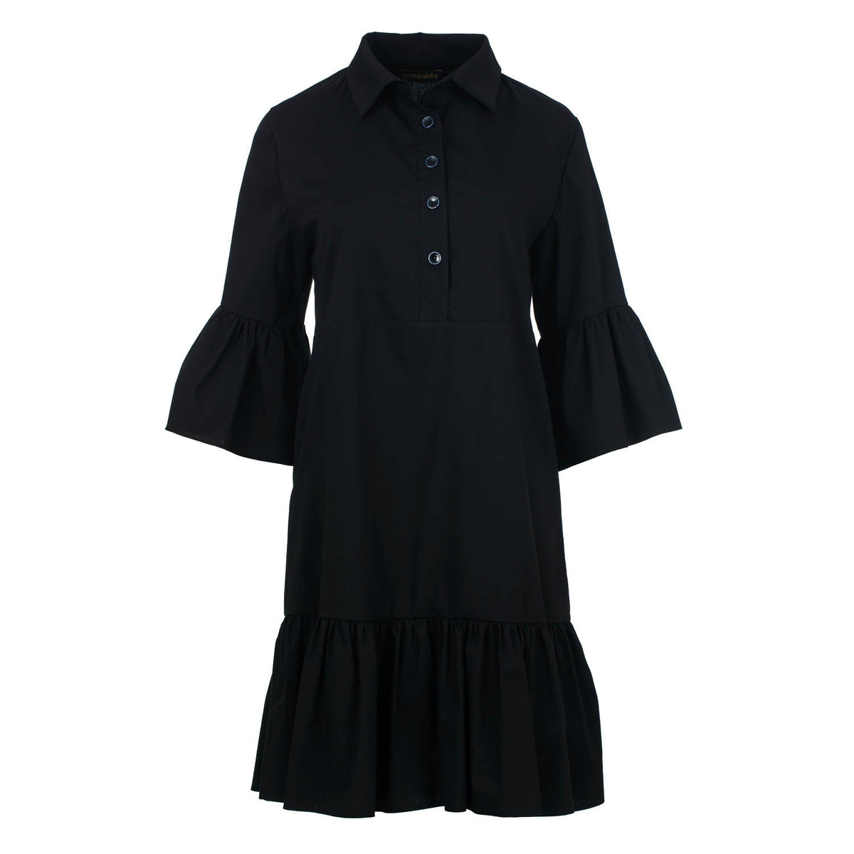 Black Bell Sleeve Dress with Ruffle Hem – Urbanheer