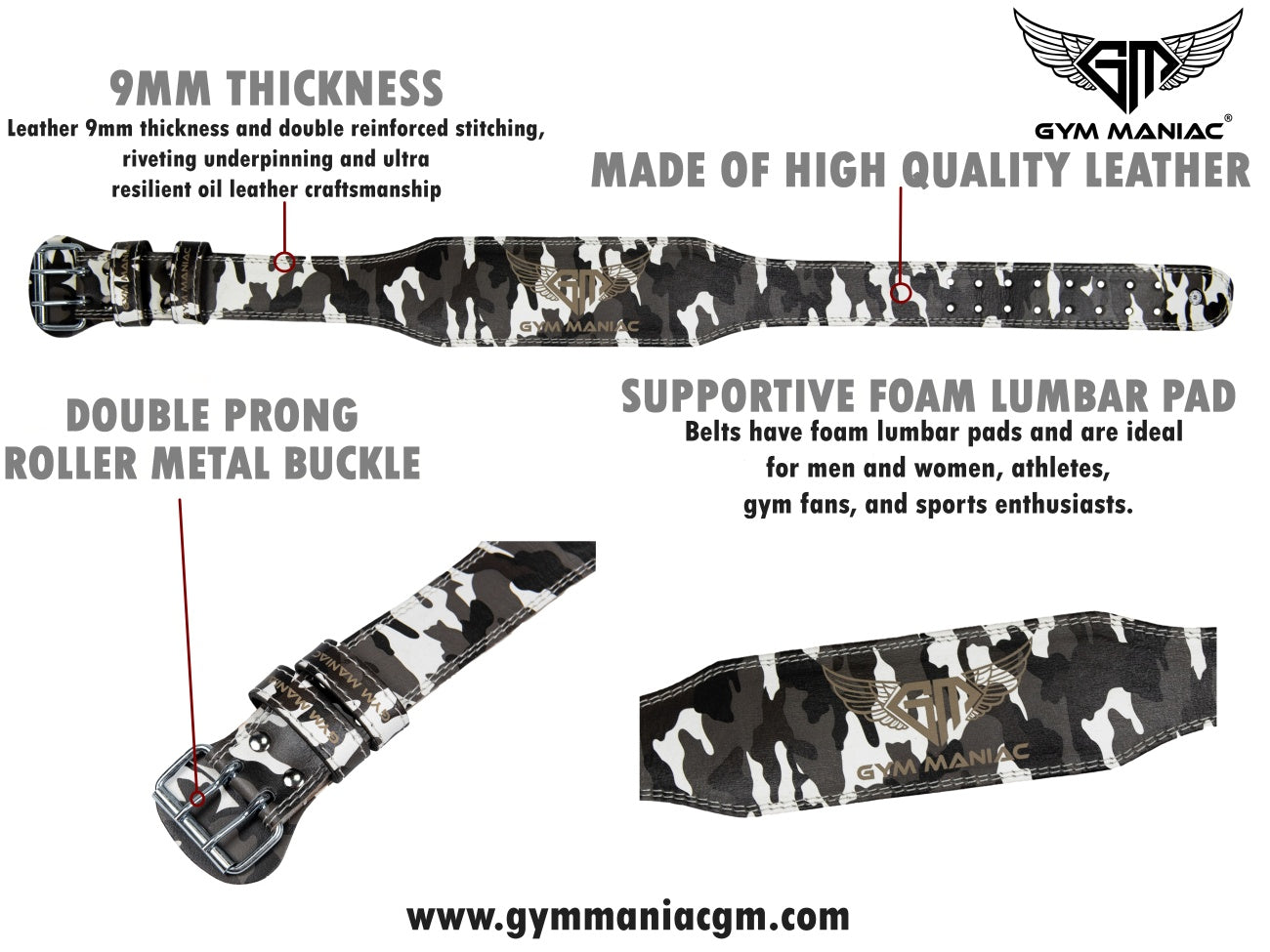 Gym Maniac GM Weight Lifting Belt - Camo-Gym Maniac GM s.r.o.-S-Urbanheer