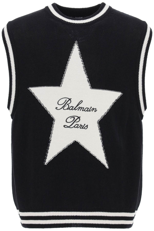 Balmain Vest With Star Intarsia-Balmain-Urbanheer