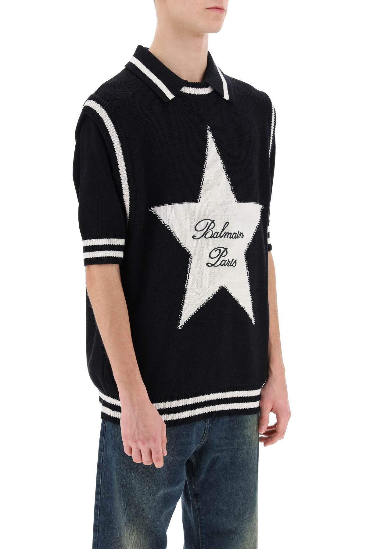 Balmain Vest With Star Intarsia-Balmain-L-Urbanheer