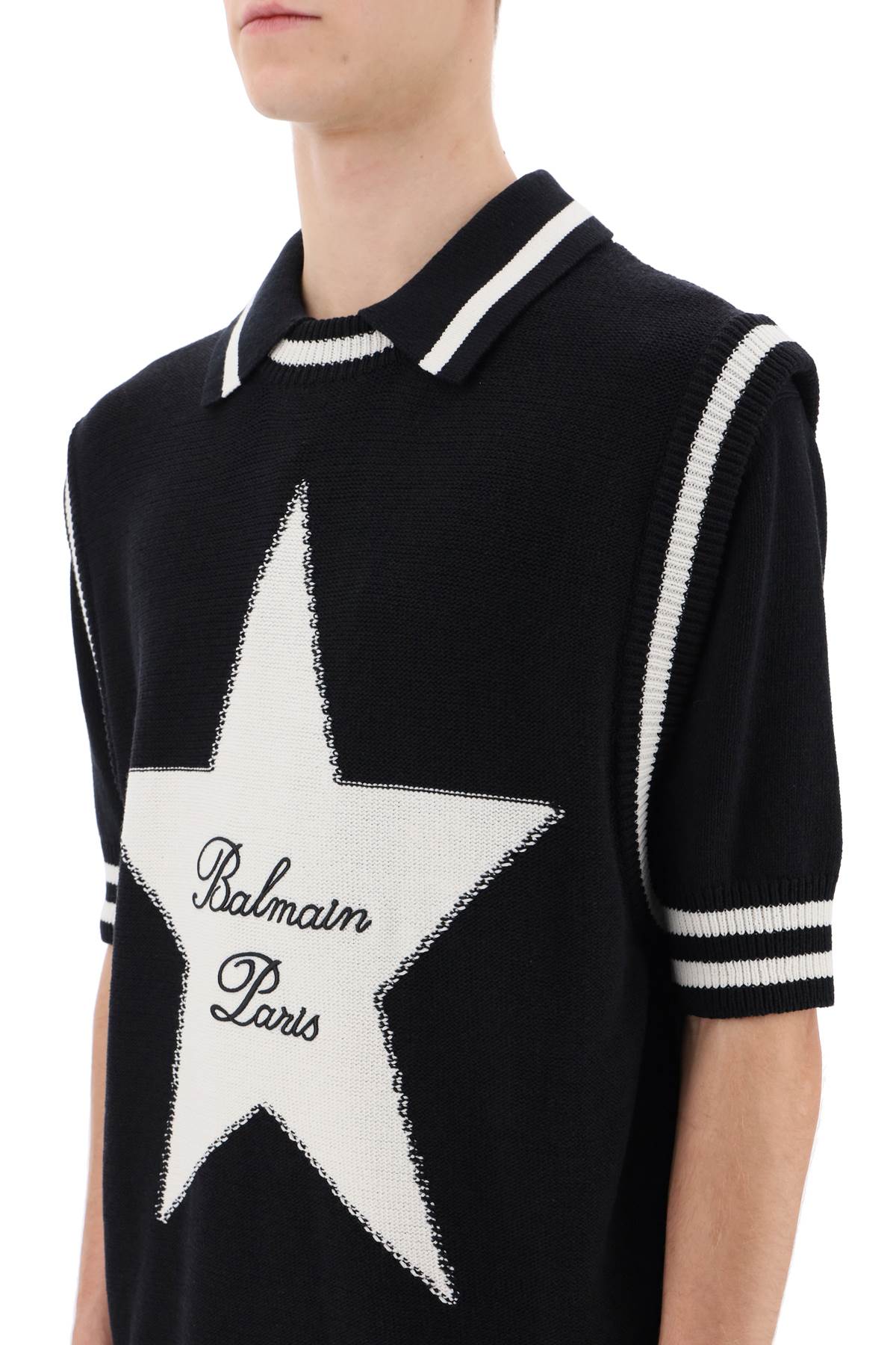 Balmain Vest With Star Intarsia-Balmain-L-Urbanheer