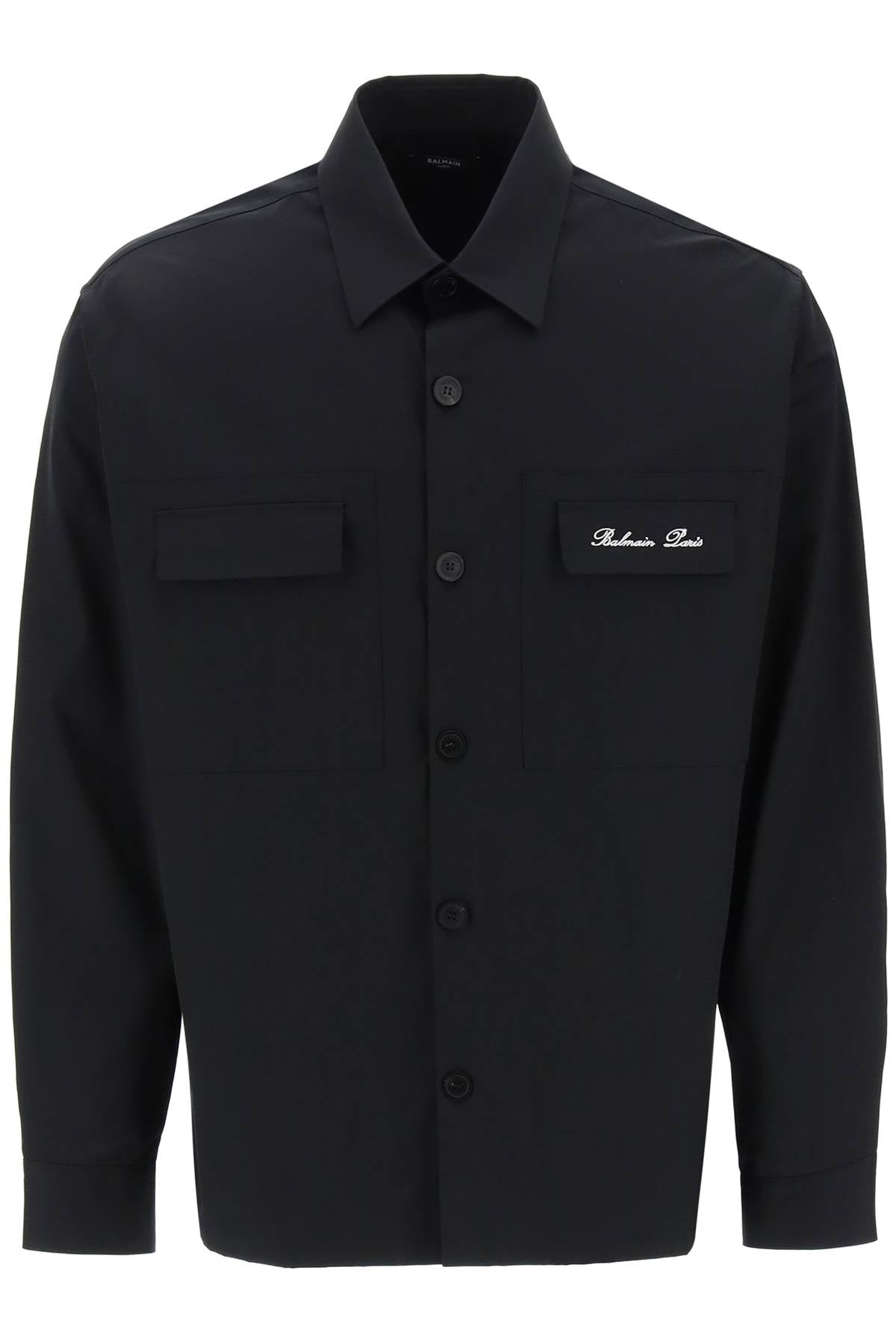 Balmain Overshirt With Logo Embroidery-Balmain-40-Urbanheer