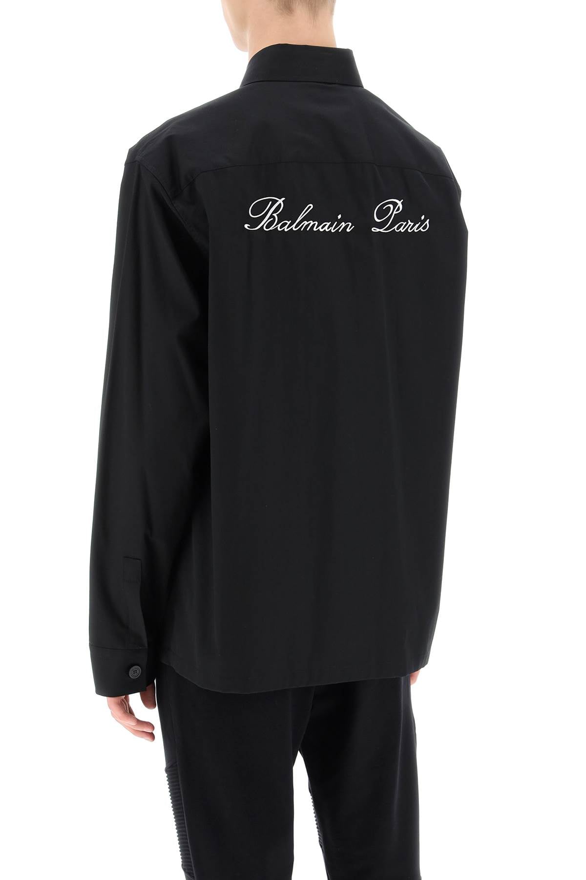 Balmain Overshirt With Logo Embroidery-Balmain-40-Urbanheer