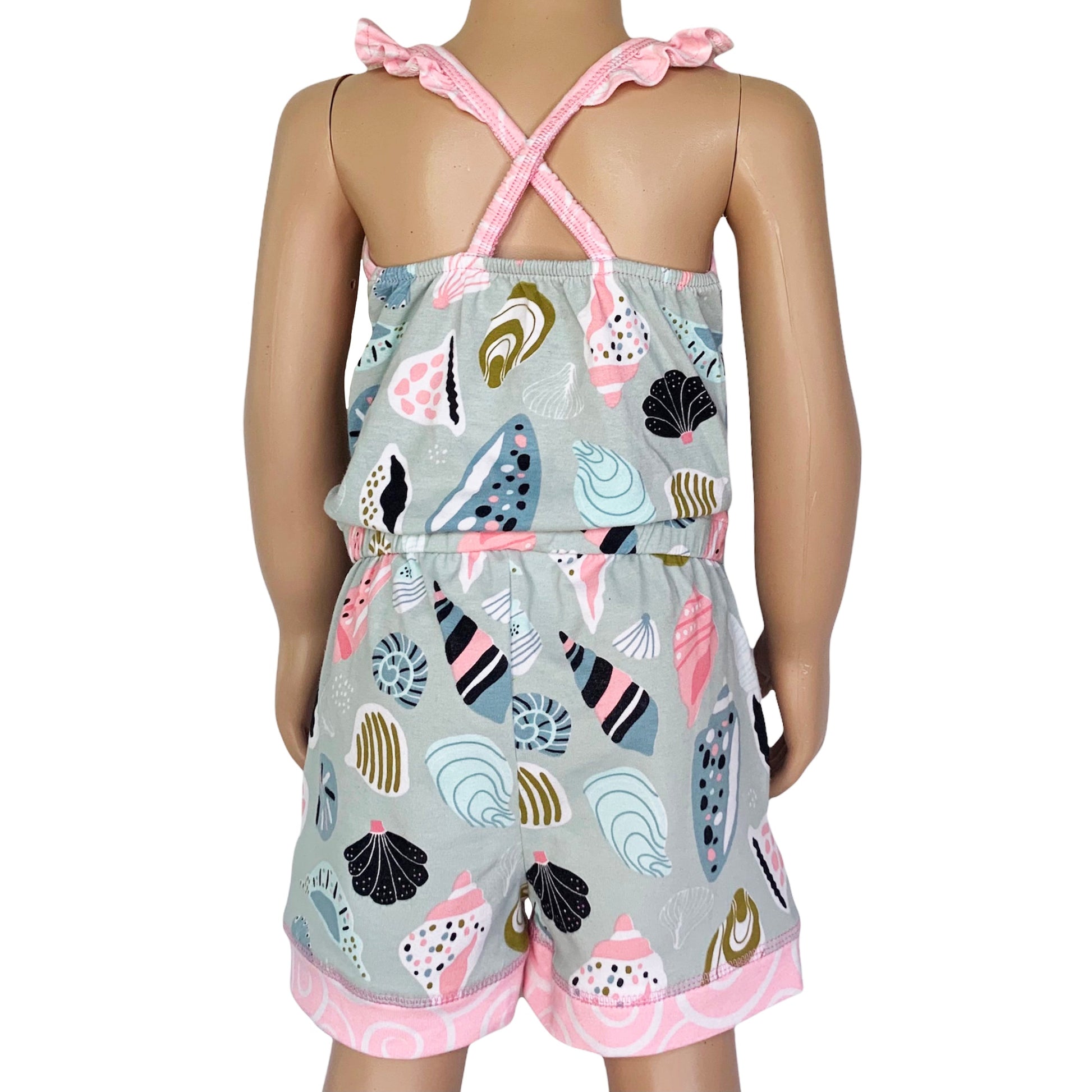 Annloren Girls Boutique Shells By The Seashore Jumpsuit Spring Summer Romper-AnnLoren-2-3T-Urbanheer
