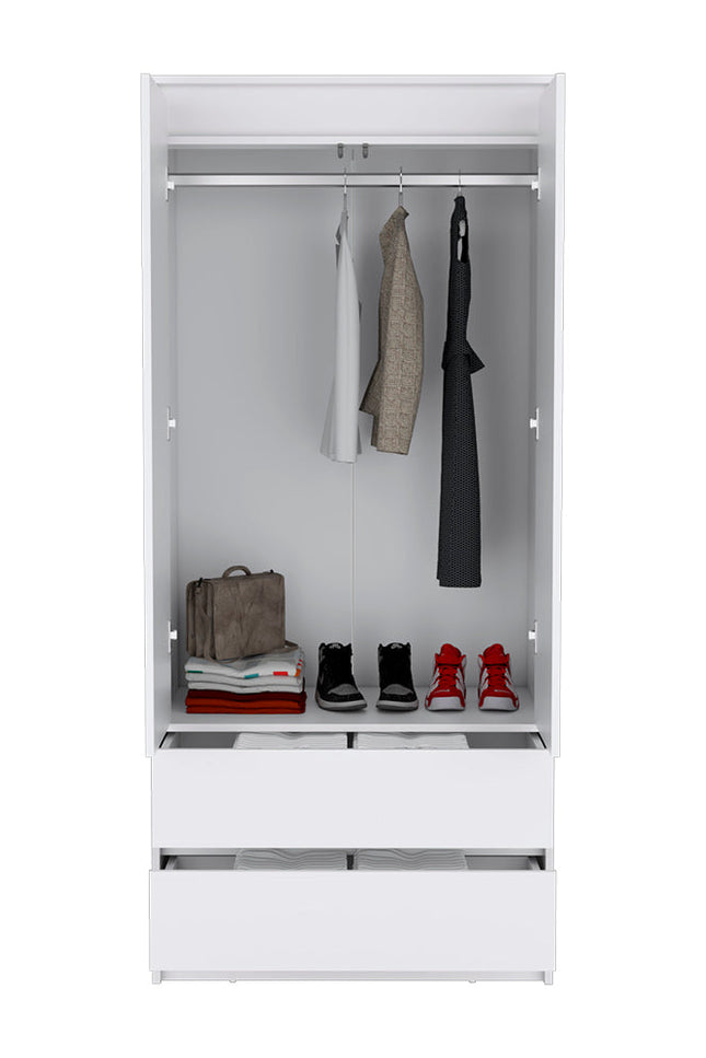 Armoire Closher, Two Drawers, White Finish-We Have Furniture-Urbanheer