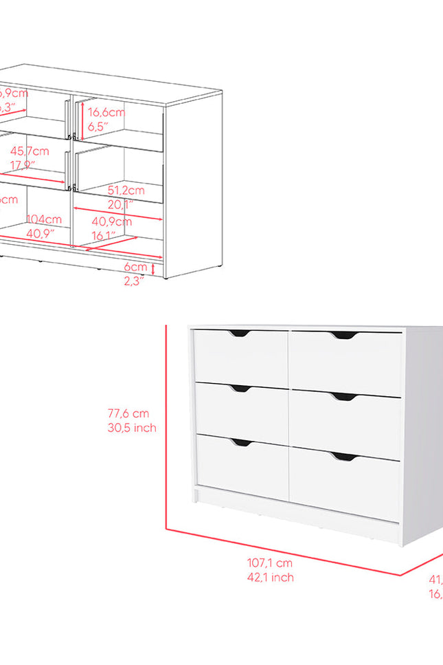 Bennett 2 Piece Bedroom Set, Nightstand + Dresser, White Finish-We Have Furniture-Urbanheer