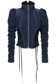 Dilara findikoglu denim corset-style jacket with-Heer Decor-38-Urbanheer