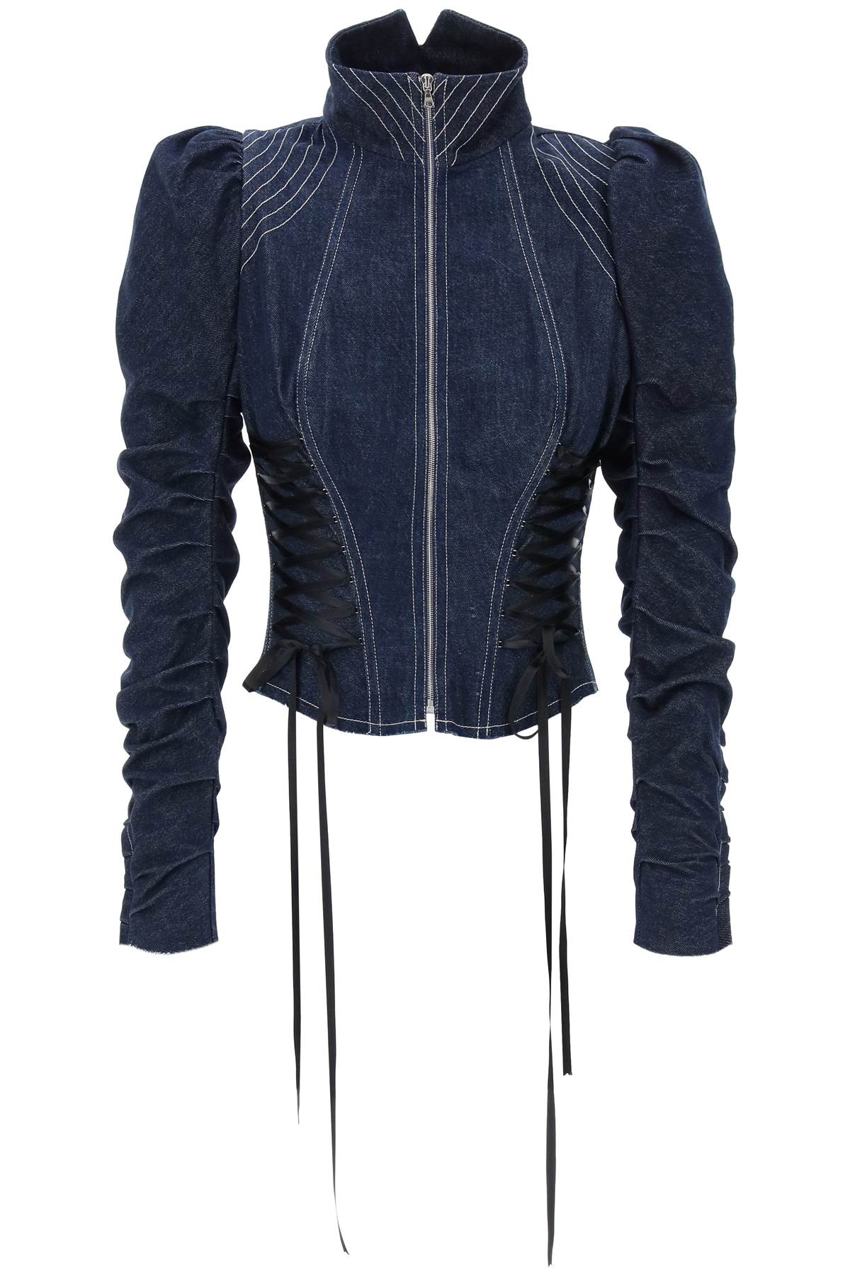 Dilara findikoglu denim corset-style jacket with-Heer Decor-38-Urbanheer