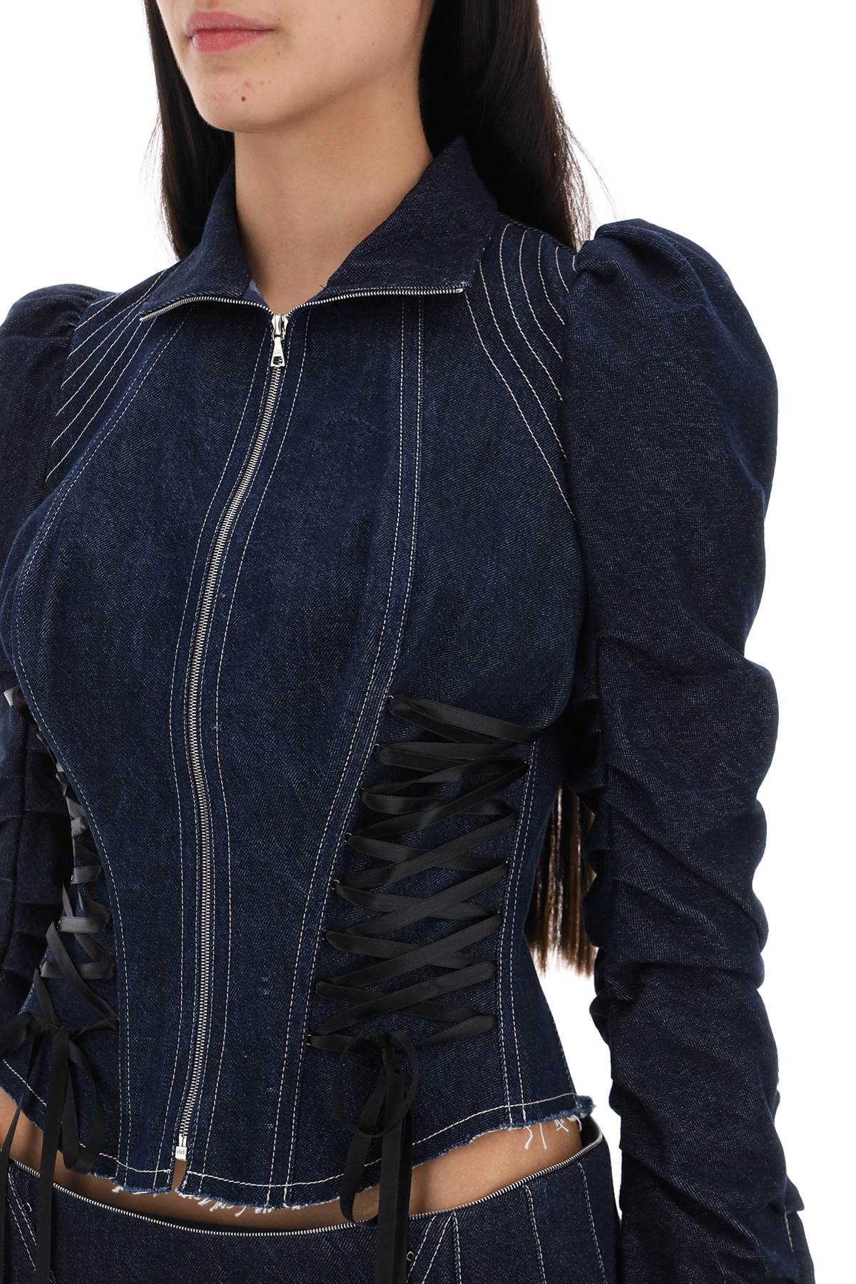 Dilara findikoglu denim corset-style jacket with-Heer Decor-38-Urbanheer