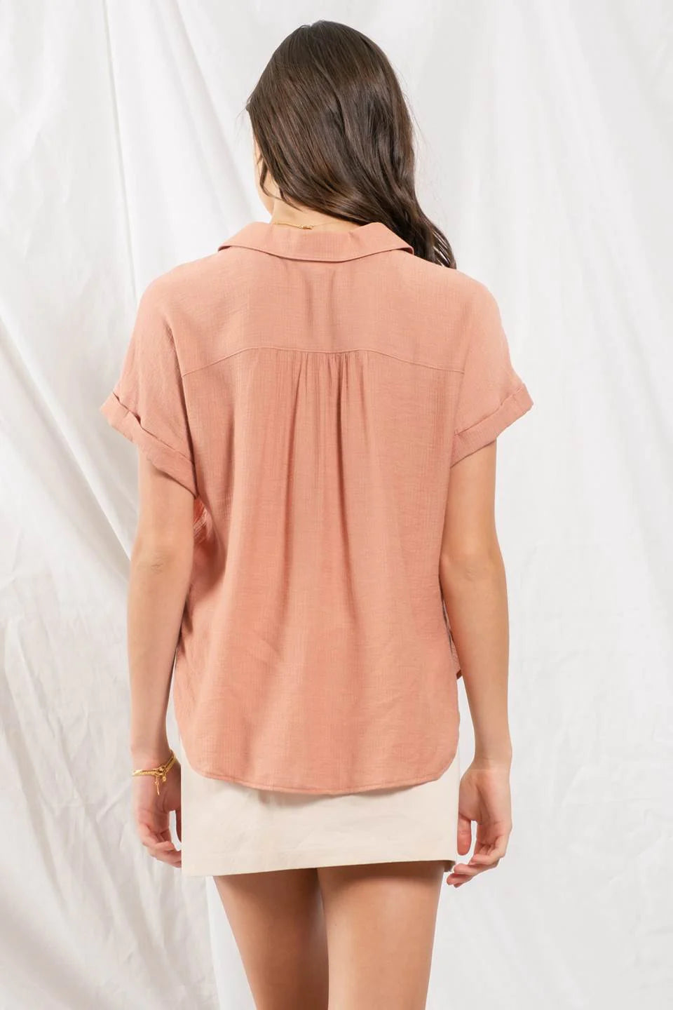 Mid Button Down Woven Top - Sienna-Blu Pepper-S-Sienna-Urbanheer