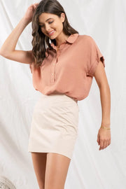 Mid Button Down Woven Top - Sienna-Blu Pepper-S-Sienna-Urbanheer