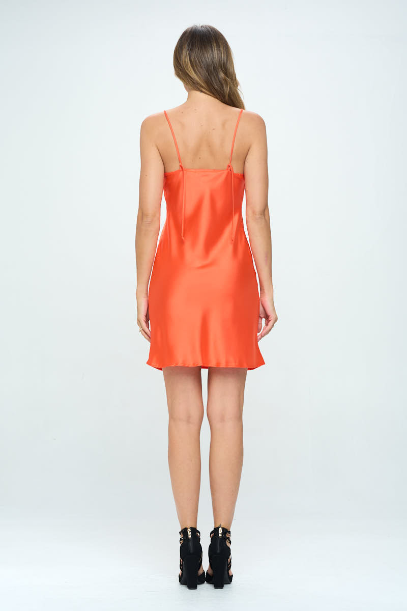 Solid Heavy Bias Cut Satin Slip Dress-Renee C.-LARGE-ORANGE-Urbanheer