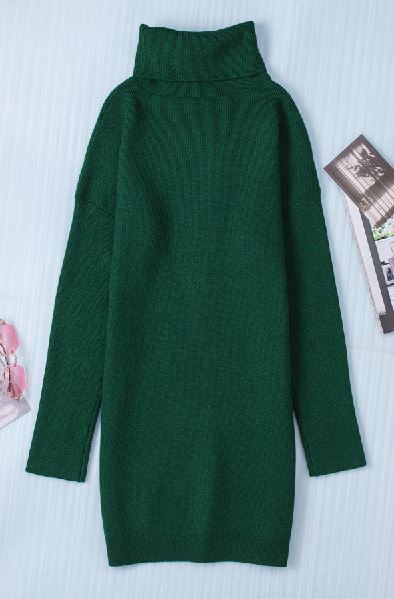 Reuben Sweater Dress-Stay Warm in Style-GREEN-LARGE-Urbanheer