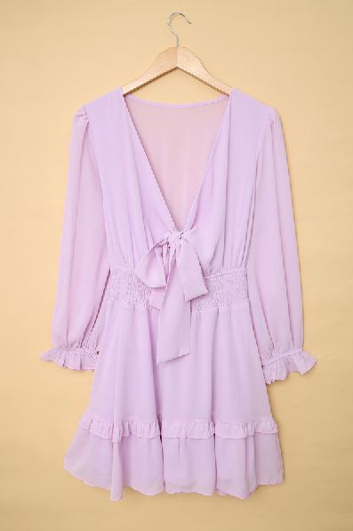 Janet Knotted Tiered Dress-UHXSW-PURPLE-SMALL-Urbanheer