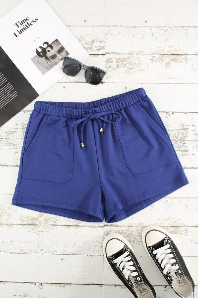 Laynie Elastic Waist Shorts-UHXSW-BLUE-SMALL-Urbanheer