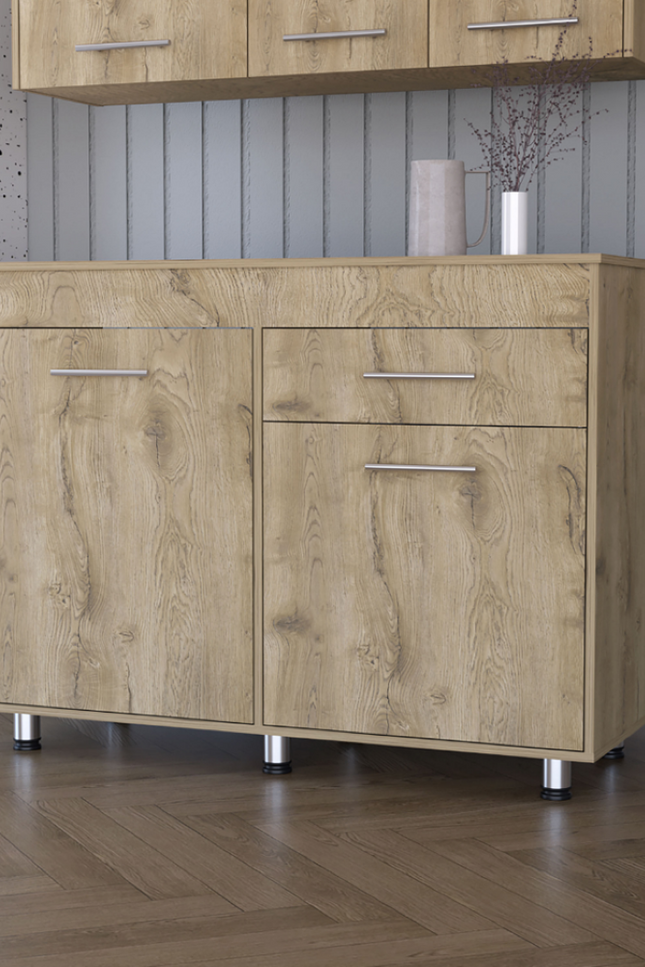 Champp Utility Base Cabinet, One Drawer, Double Door, Macadamia Finish-We Have Furniture-Urbanheer