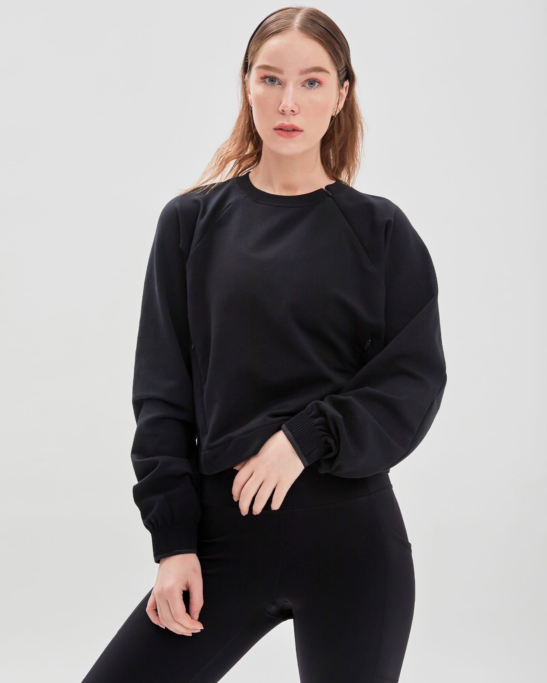 City Zip Crop Crewneck-Rebody-Black-XS-Urbanheer