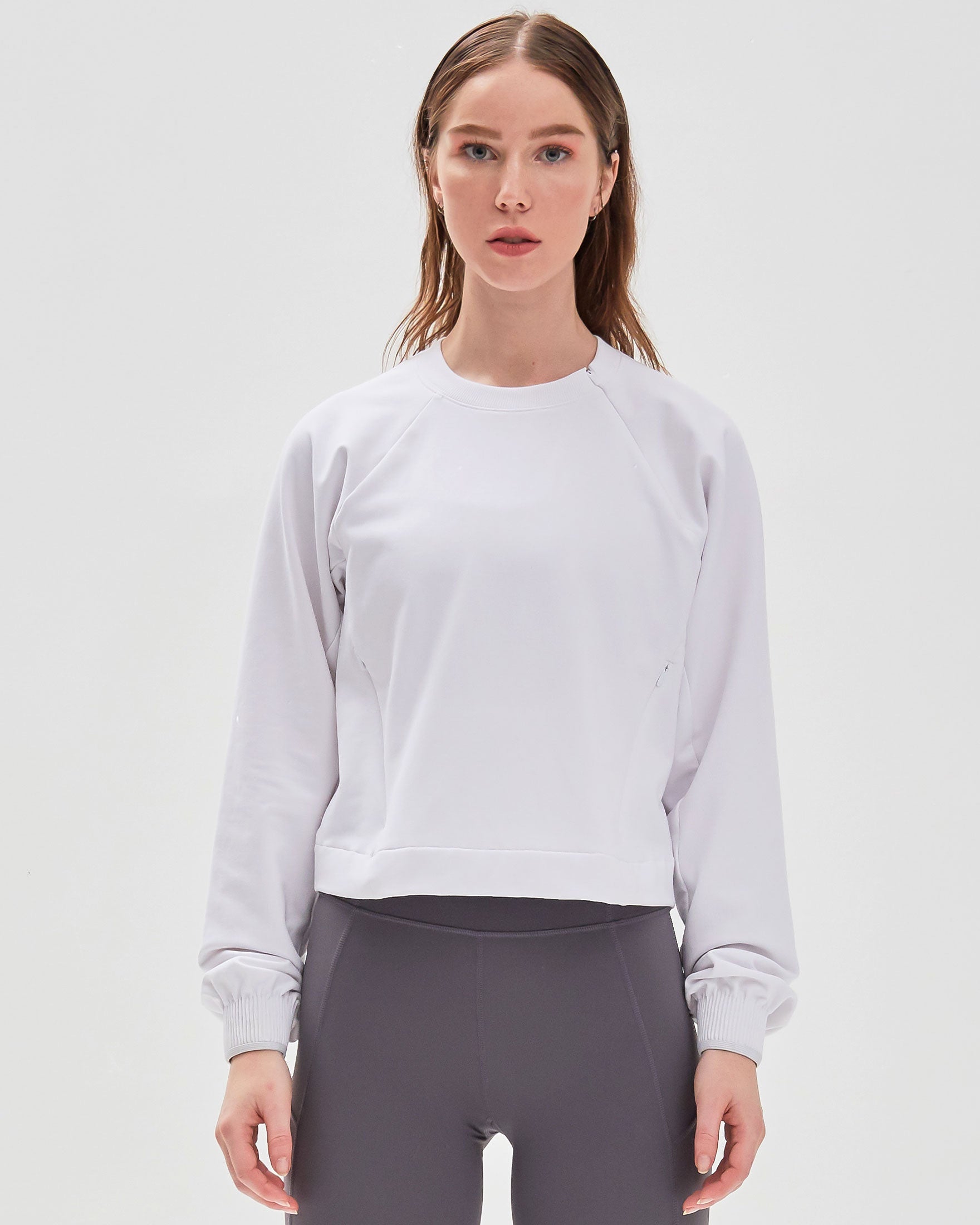 City Zip Crop Crewneck-Rebody-Brilliant White-XS-Urbanheer
