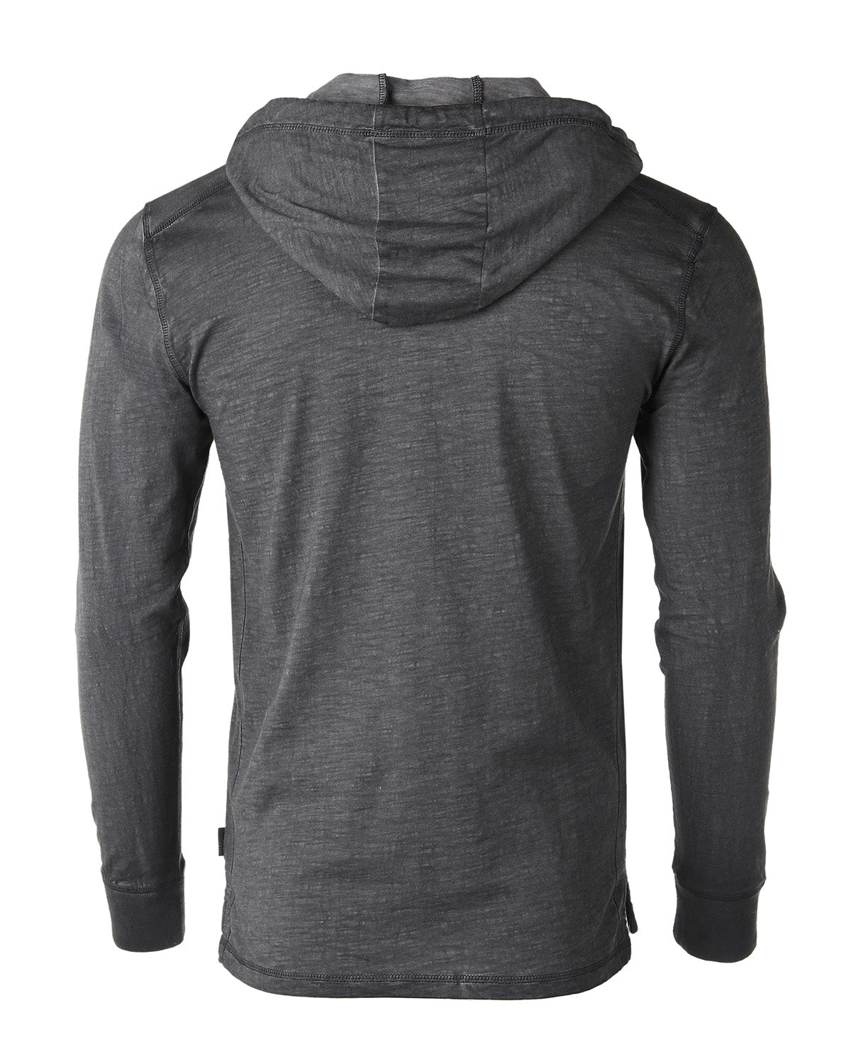 Restocked! Zimego Long Sleeve Vintage Oil Wash Garment Dye Hooded Henley-ZIMEGO MEN-Small-Black-Urbanheer