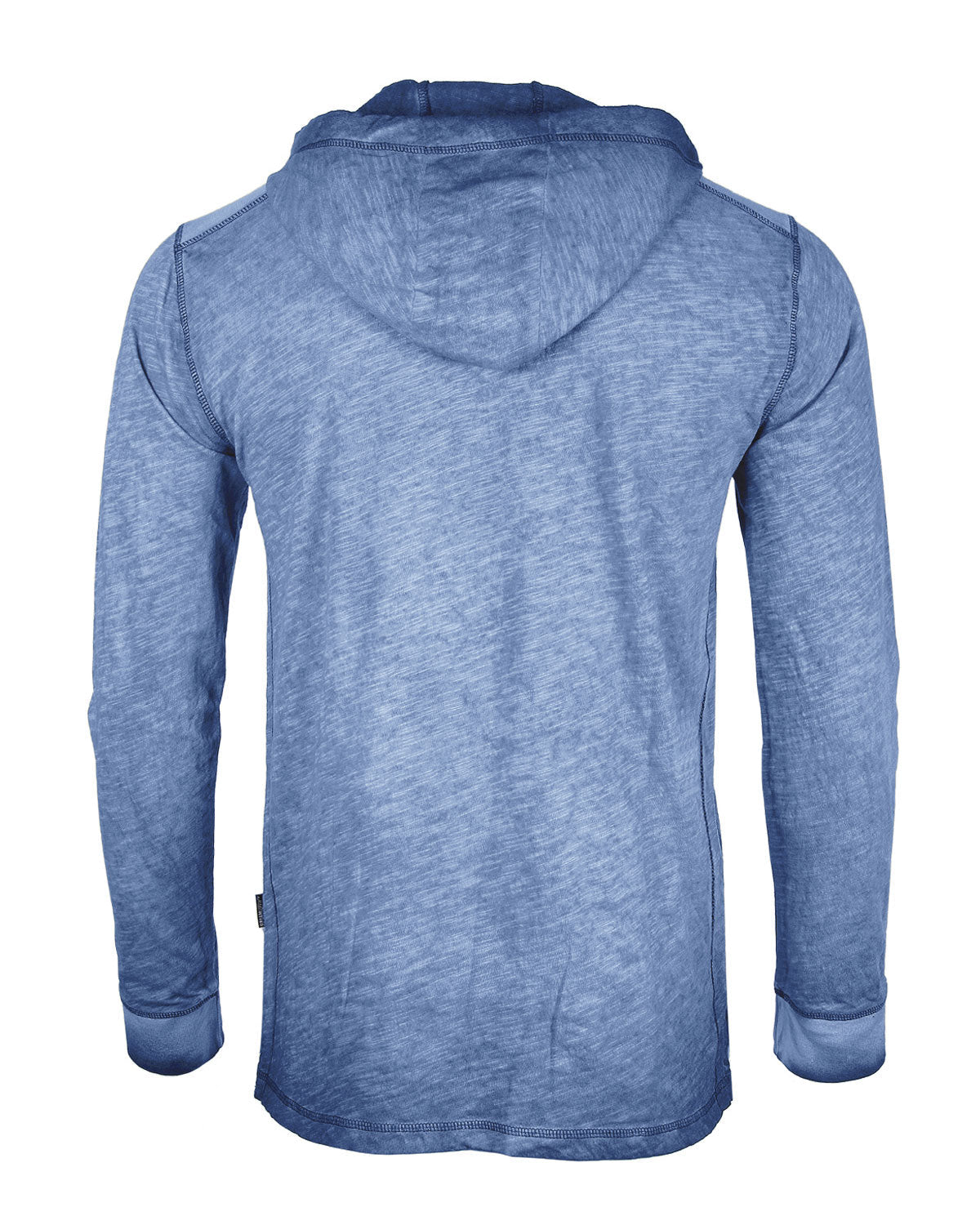 Zimego Long Sleeve Vintage Oil Wash Garment Dye Hooded Henley-ZIMEGO MEN-Small-Blue-Urbanheer