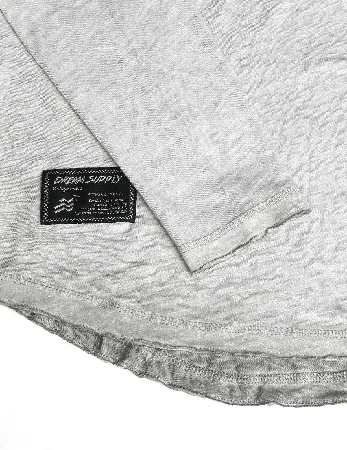 Zimego Mens Long Sleeve Crewneck Oil Wash Vintage Raw Edge Hem Hipster Hip-Hop T Shirt-ZIMEGO MEN-Small-Silver-Urbanheer