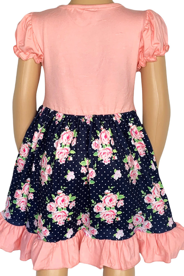 Al Limited Girls Floral Bouquet Short Sleeve Ruffle Party Dress