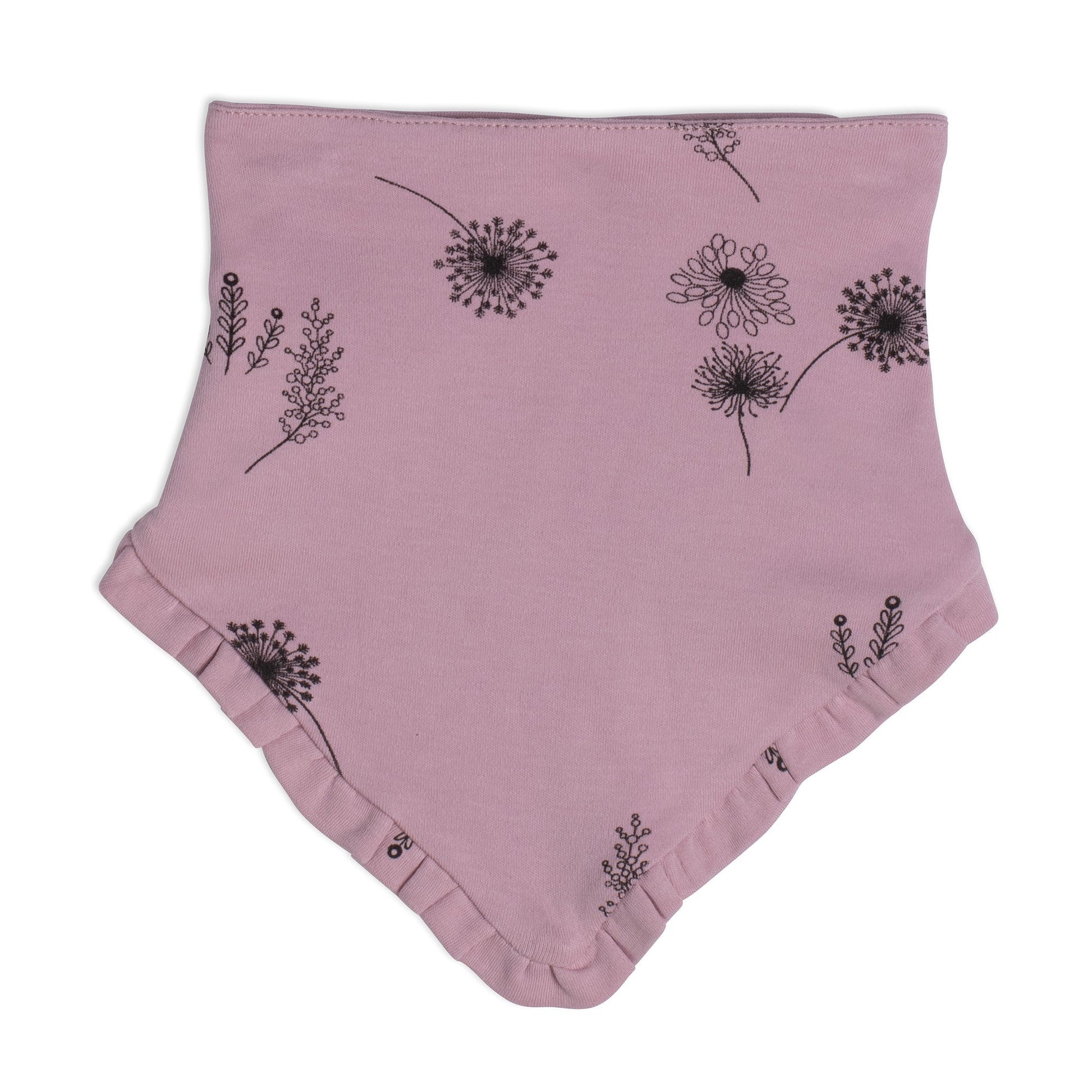Organic Cotton Hat And Bib Set Printed Flowers Dusty Purple-Deux par Deux-3/9m-Urbanheer