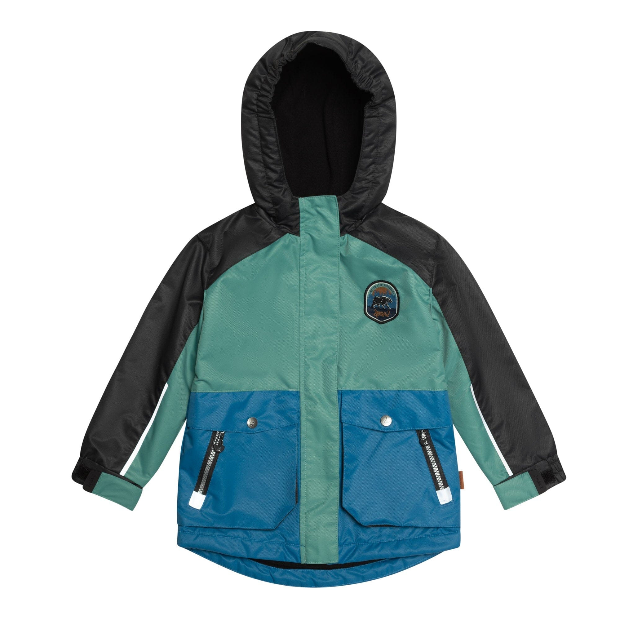 Colorblocked Two Piece Spring Rain Set Green, Blue & Brown-Deux par Deux-2-Urbanheer