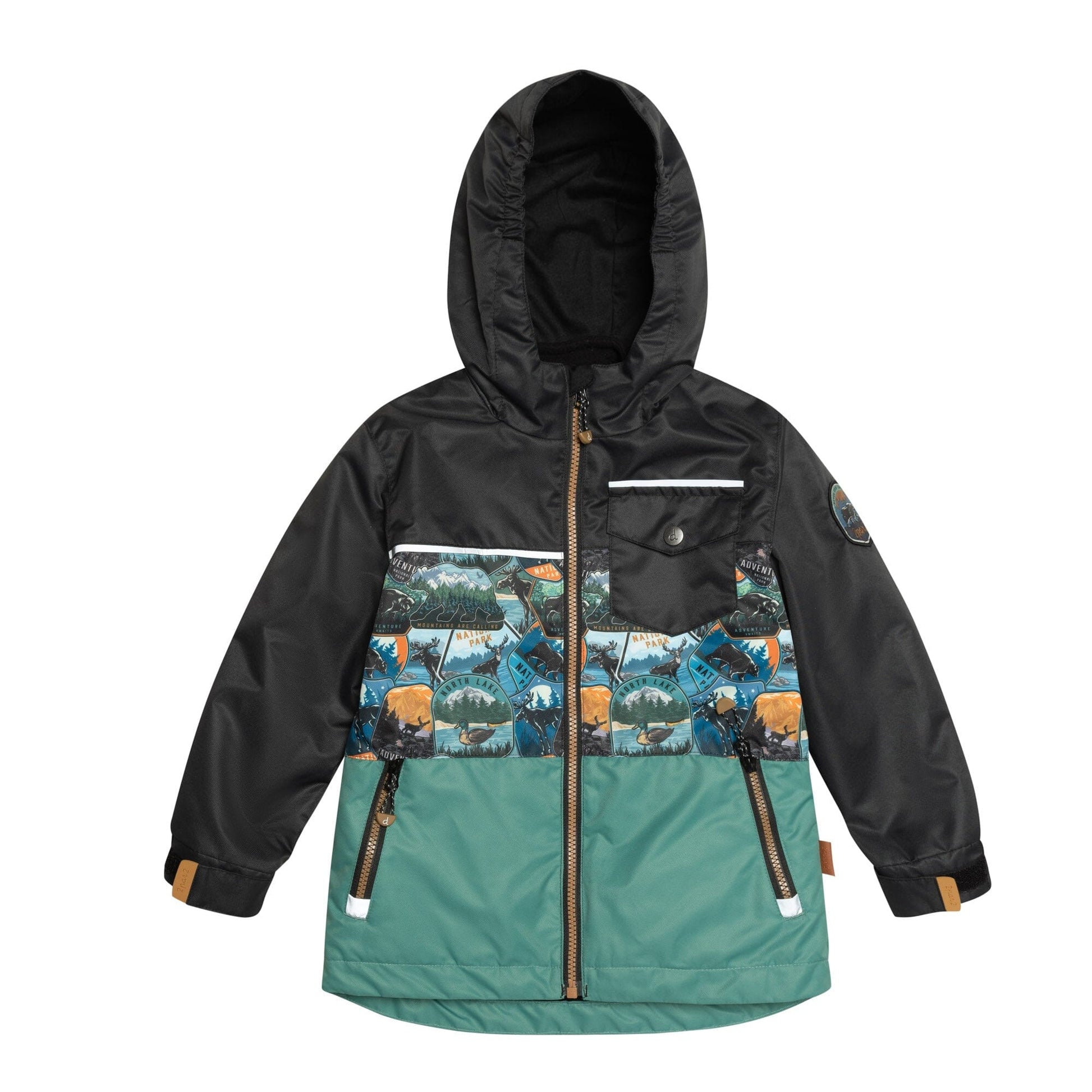 Colorblocked Printed 3 In 1 Spring Rain Set Black Forest, Green & Golden Beige-Deux par Deux-2-Urbanheer