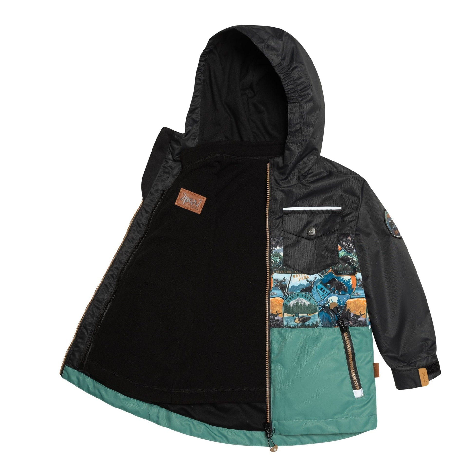 Colorblocked Printed 3 In 1 Spring Rain Set Black Forest, Green & Golden Beige-Deux par Deux-2-Urbanheer