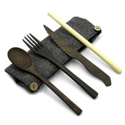 Dark Wood Cutlery Set (Dark Grey Bag)-Jungle Culture-Slate-Urbanheer