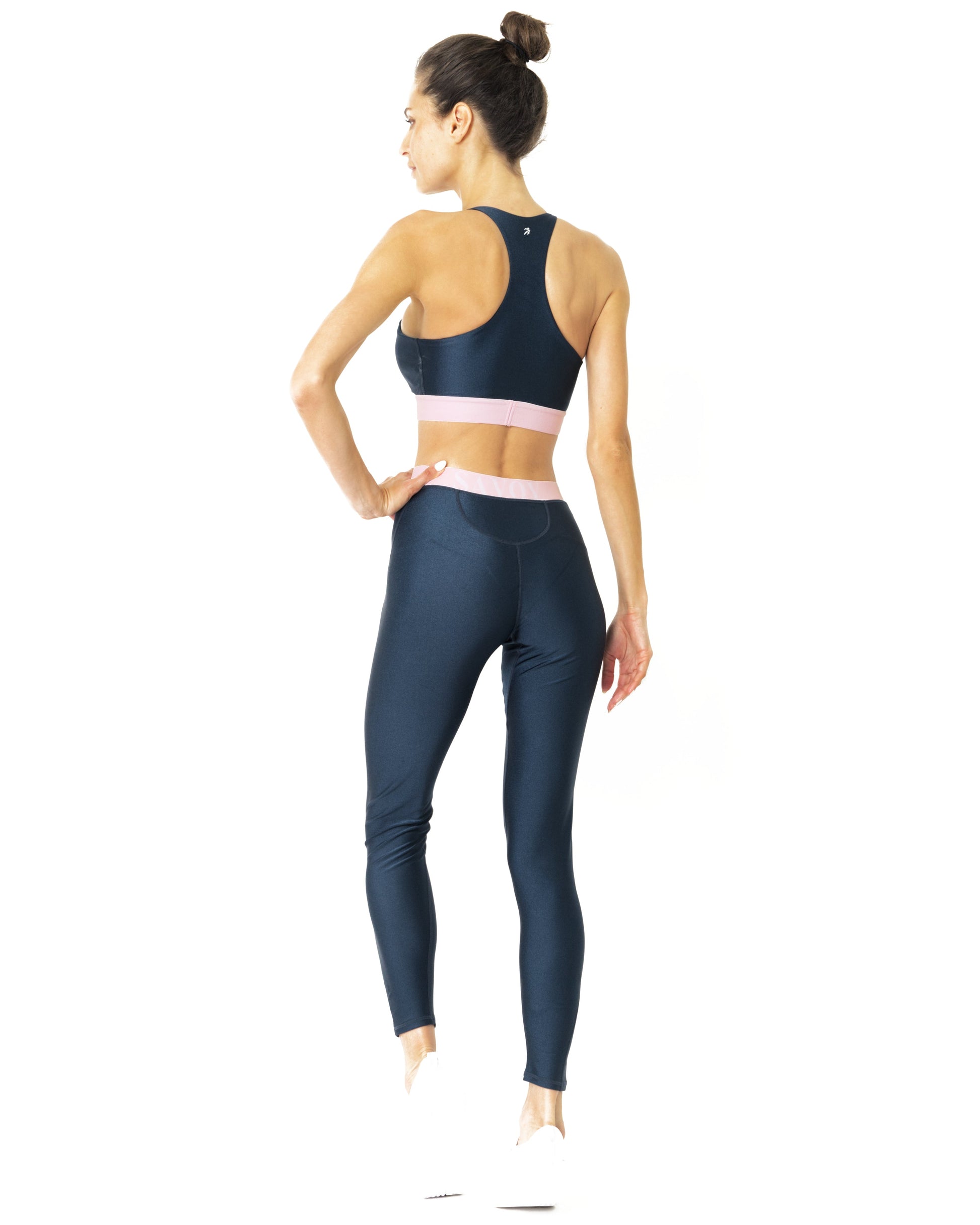 Hudson Two Piece Workout Set - Sports Crop Bra And Mid Rise Leggings-Savoy Active-Small-Urbanheer
