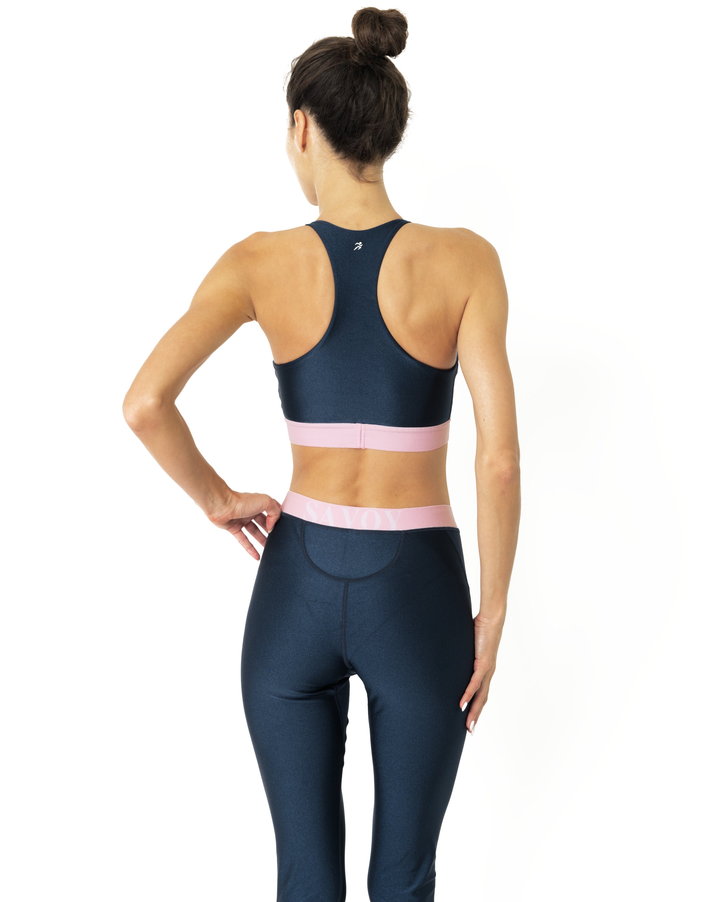 Hudson Two Piece Workout Set - Sports Crop Bra And Mid Rise Leggings-Savoy Active-Small-Urbanheer