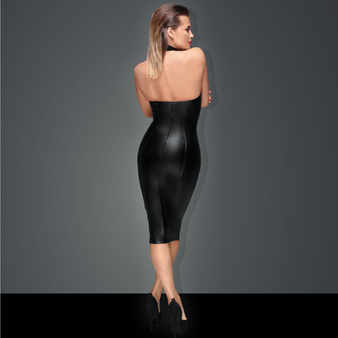 Sexy Powerwetlook Pencil Dress Noir Handmade-NOIR HANDMADE-M-Urbanheer