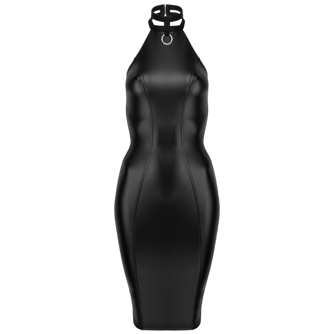 Sexy Powerwetlook Pencil Dress Noir Handmade-NOIR HANDMADE-M-Urbanheer