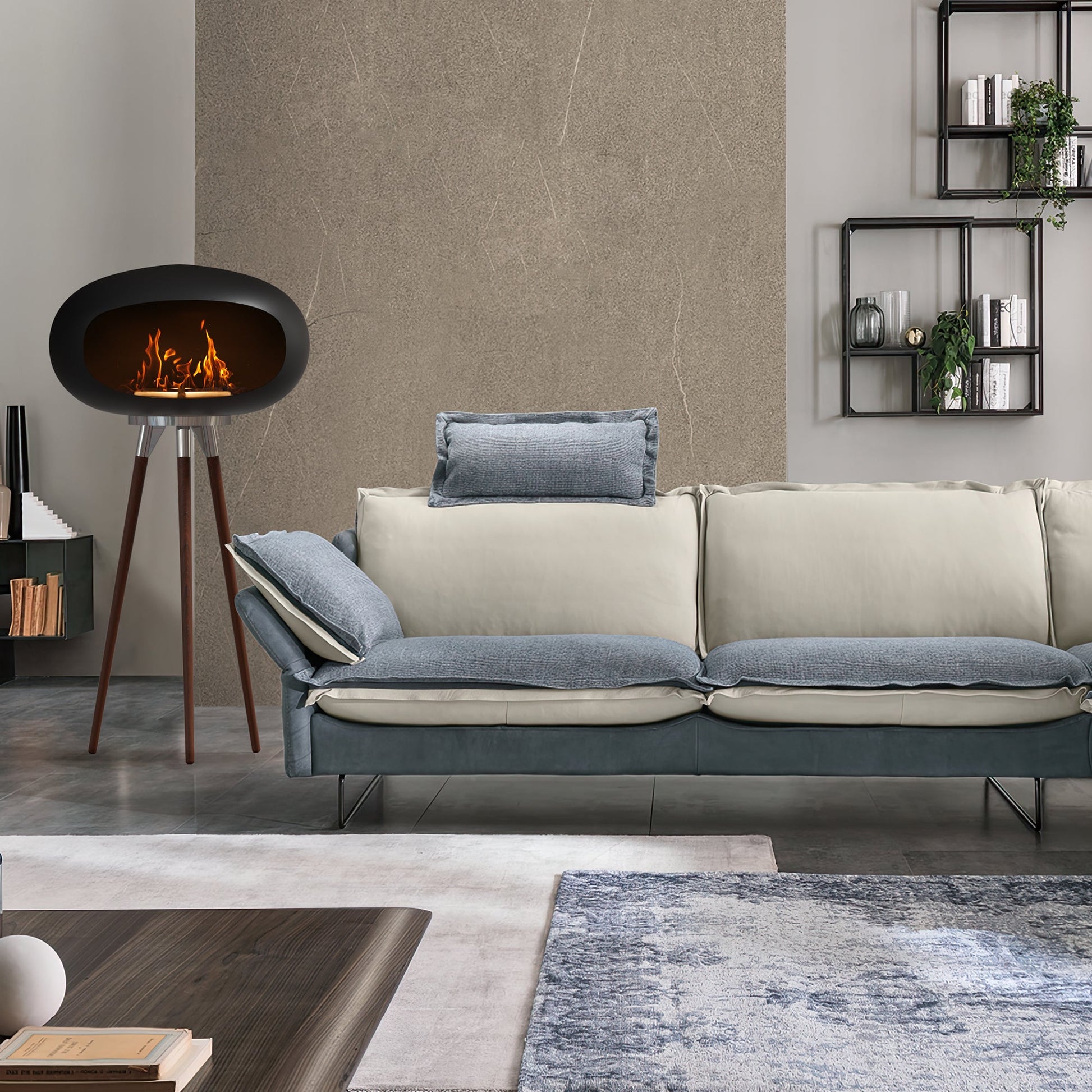 Tripod Indoor + Outdoor Ethanol Fireplace-Fireplaces-lampdepot-Urbanheer