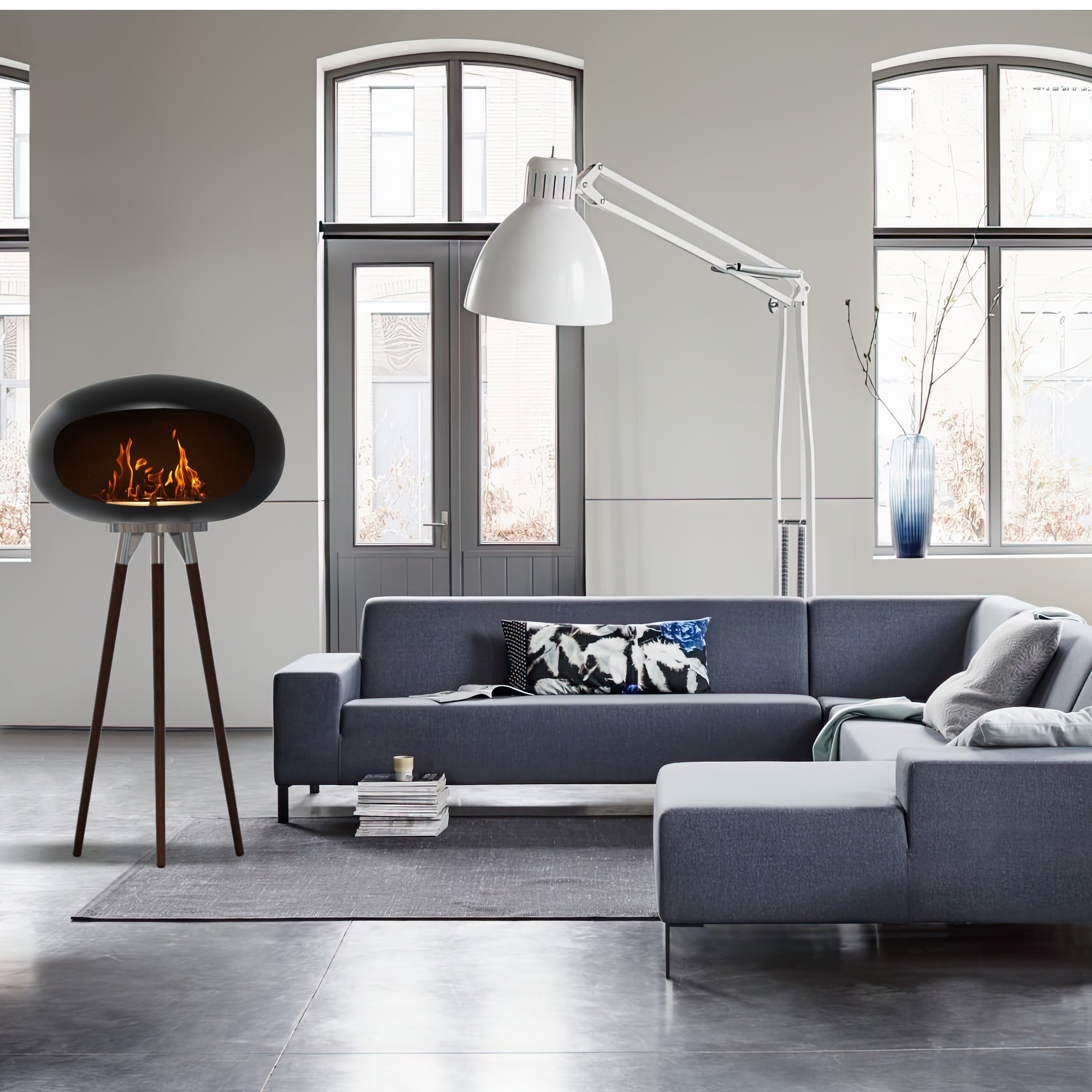 Tripod Indoor + Outdoor Ethanol Fireplace-Fireplaces-lampdepot-Urbanheer