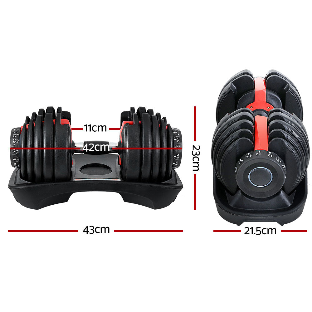 2Pcs 24Kg Adjustable Dumbbell Weight Dumbbells Plates Home Gym Fitness Exercise-Unbranded-Urbanheer