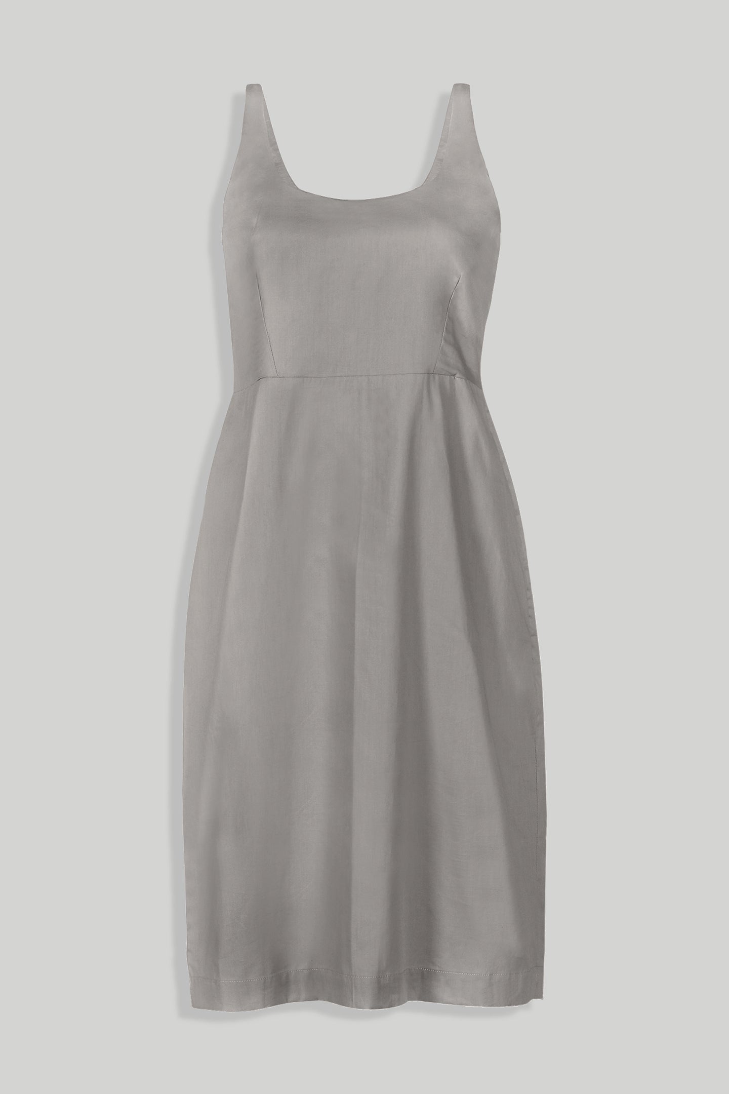 Fitted Knee Length Dress in Ecru - Poplin Ecru / S Fitted Knee Length Dress in Ecru - Poplin Ecru / S