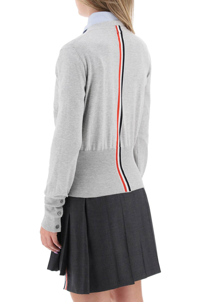 Thom browne cardigan with tricolor intarsia on the back-Thom Browne-Urbanheer