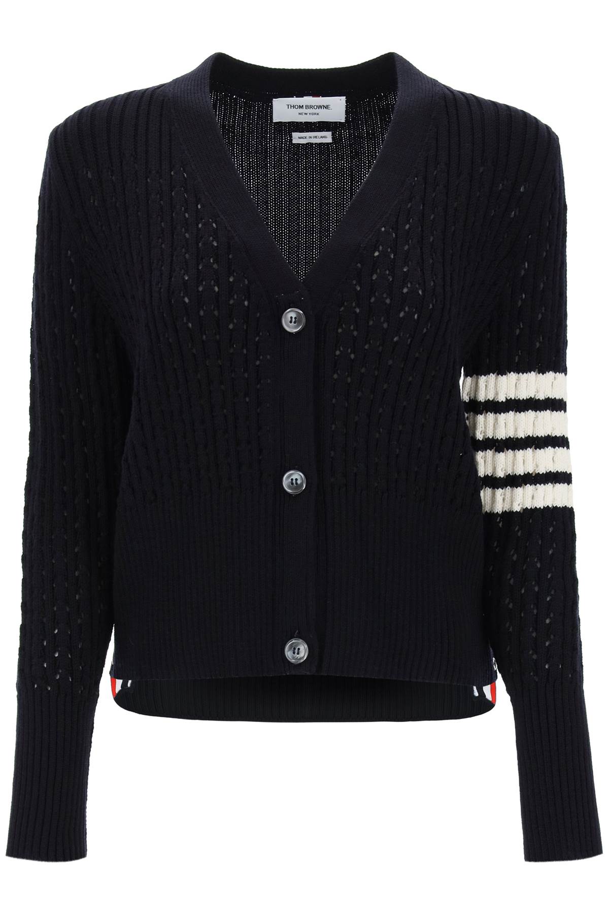 Thom browne pointelle stitch merino wool 4-bar cardigan-Thom Browne-40-Urbanheer