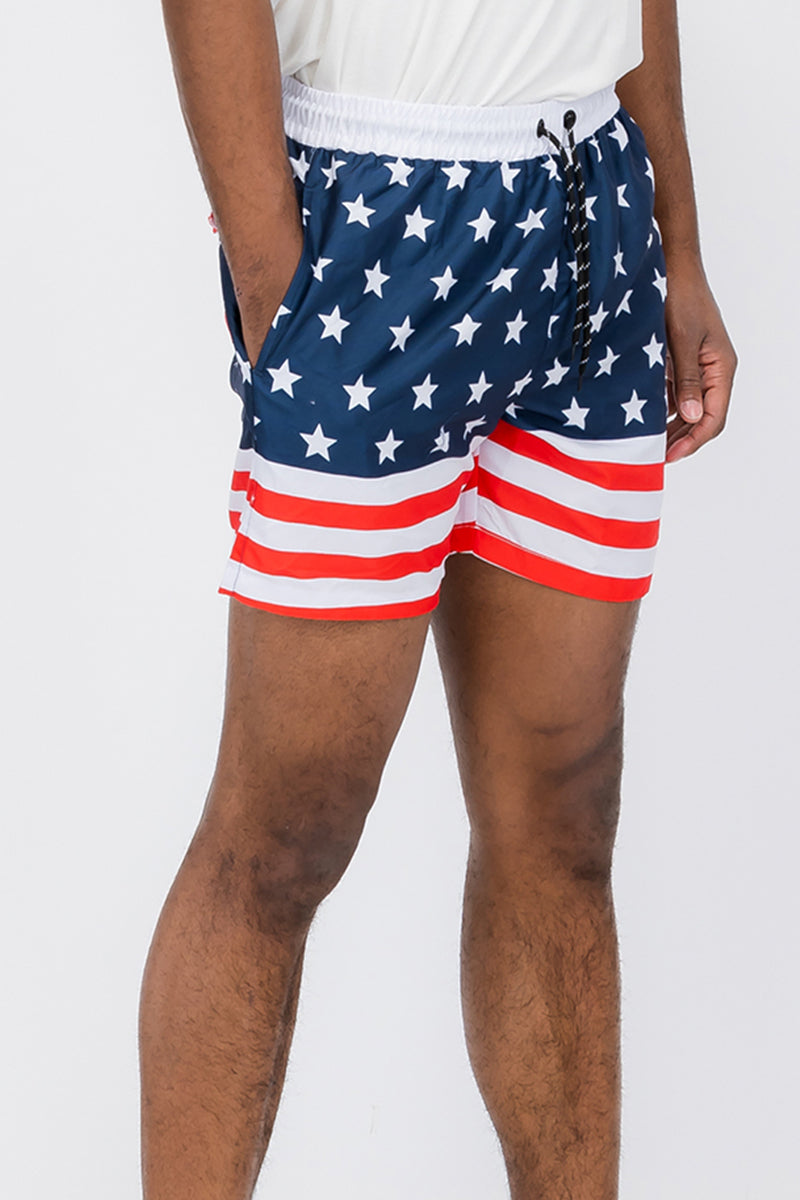 Flag Print Swim Shorts-WEIV -Los Angeles-S-Urbanheer