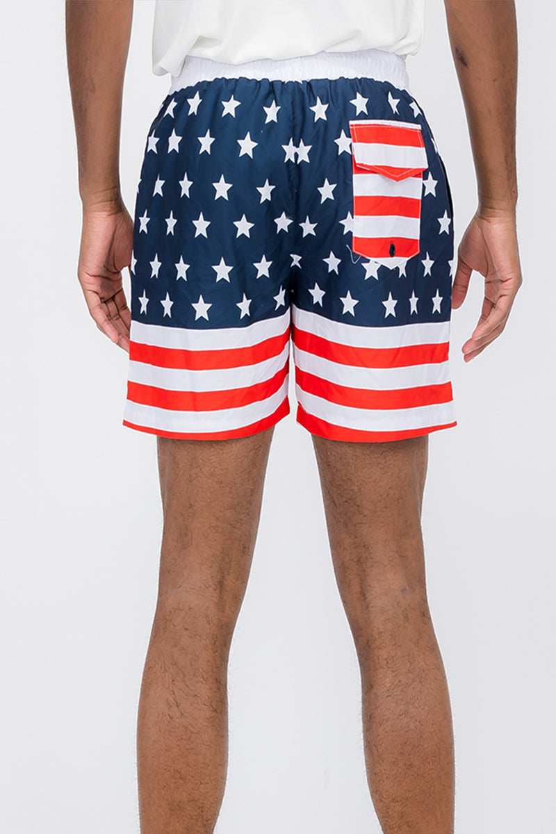 Flag Print Swim Shorts-WEIV -Los Angeles-S-Urbanheer
